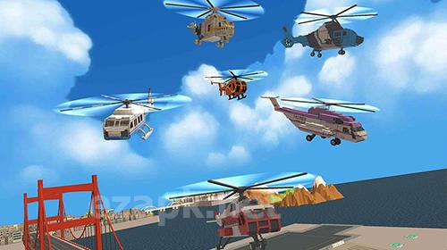 Blocky helicopter city heroes