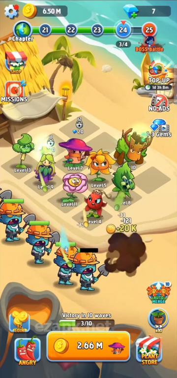Zombie Defense - Plants War - Merge idle games
