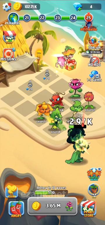 Zombie Defense - Plants War - Merge idle games