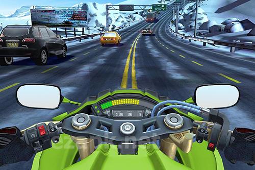 Moto rider go: Highway traffic