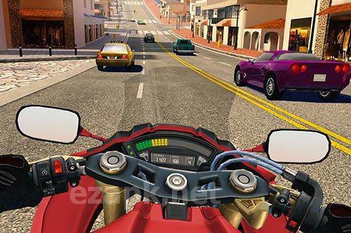 Moto rider go: Highway traffic