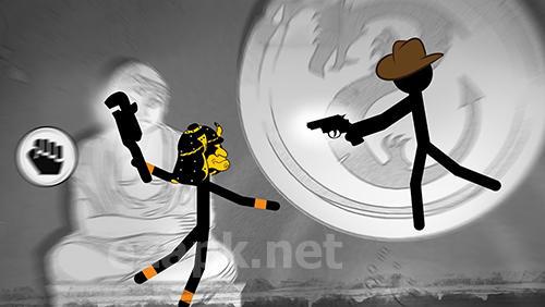 Sticked man fighting