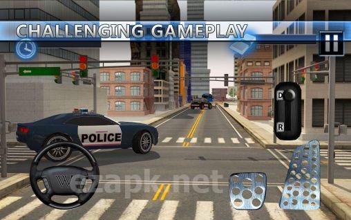 Police car suv and bus parking