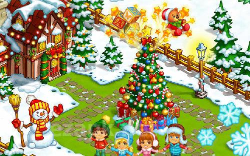 Farm snow: Happy Christmas story with toys and Santa