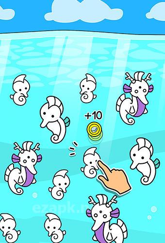 Seahorse evolution: Merge and create sea monsters