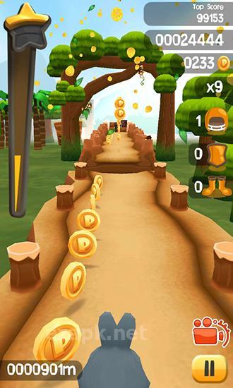 Easter bunny. Rabbit frenzy: Easter eggs storm