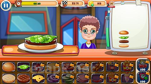 Burger shop kitchen. Madness: The fastest chef in town
