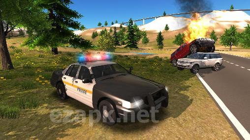 Police car driving offroad