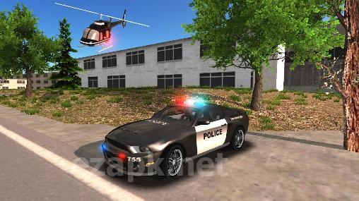 Police car driving offroad