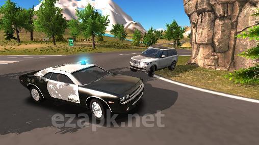 Police car driving offroad