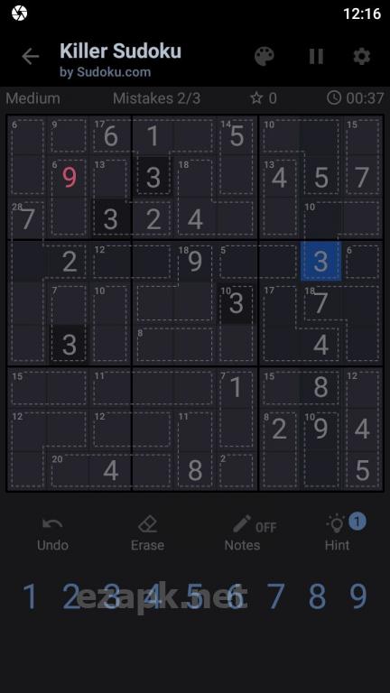 Killer Sudoku by Sudoku.com - Free Number Puzzle