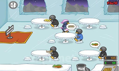 Penguin diner. Ice penguin restaurant