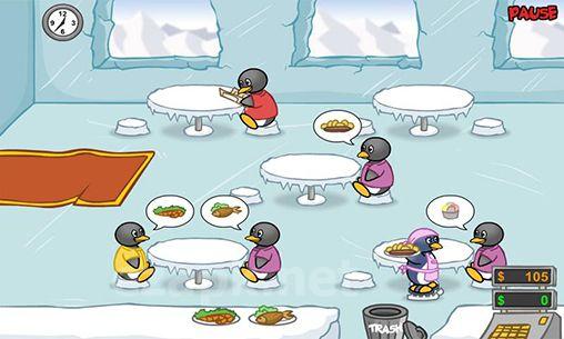 Penguin diner. Ice penguin restaurant
