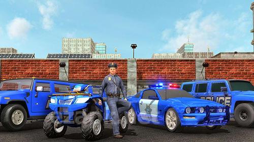 US police Hummer car quad bike transport