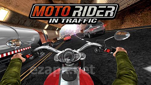 Moto rider in traffic