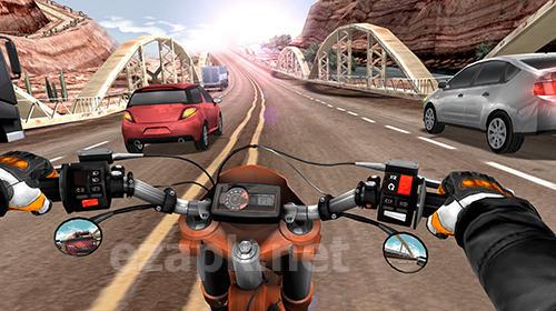 Moto rider in traffic