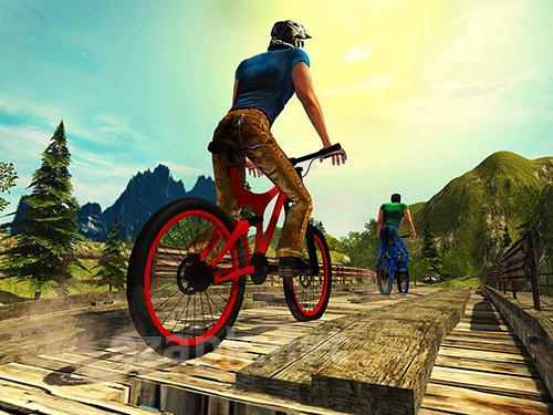 Uphill offroad bicycle rider