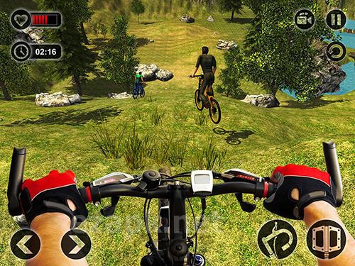 Uphill offroad bicycle rider